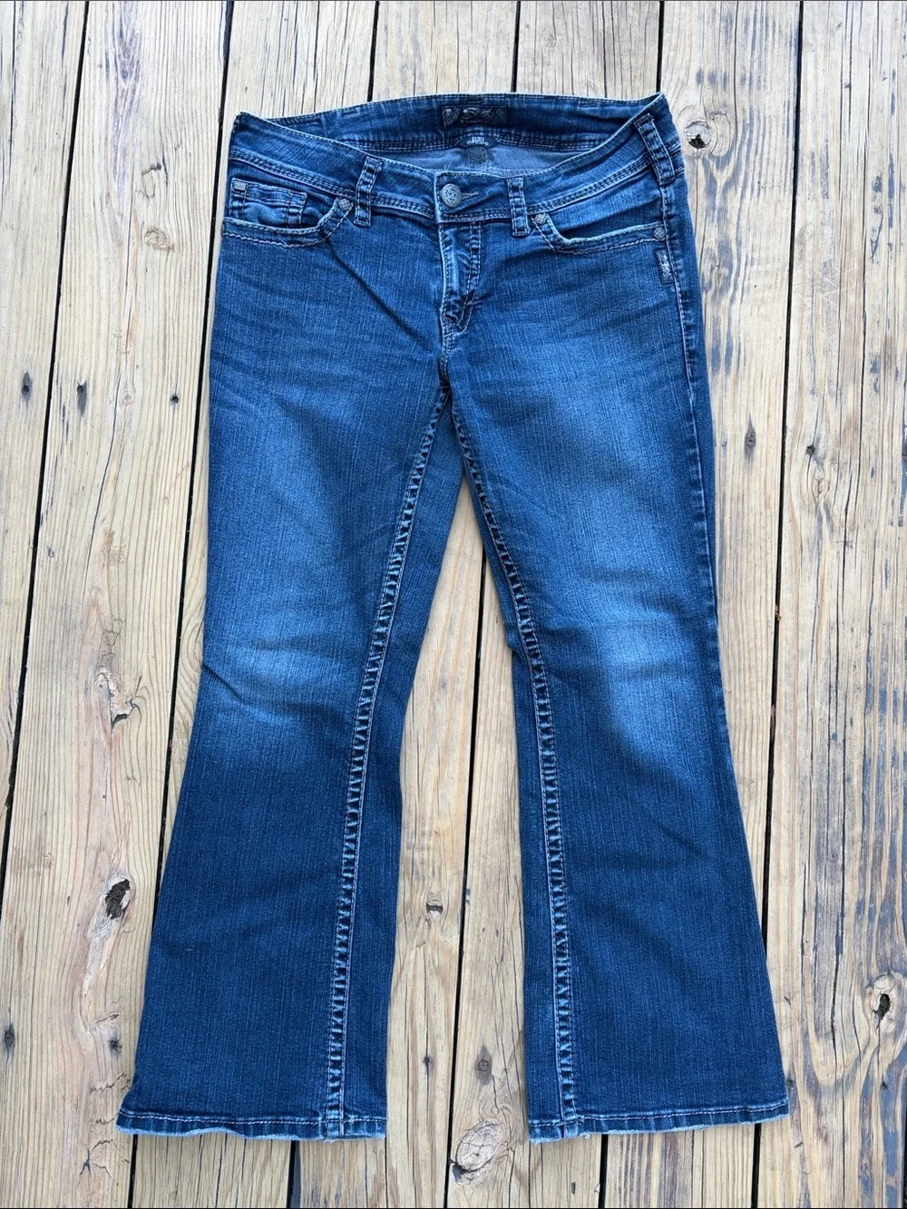 Silver Jeans suki surplus Dark Blue Embroidered Pocket Jeans 33/30